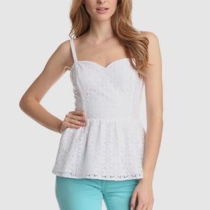 Lilly Pulitzer White Lace Gardenia Peplum Tank Top